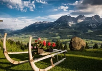 Pelargonie, Sanki, G?ry, Alpy, Tyrol, Austria