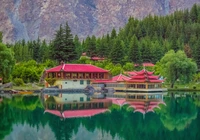Shangrila Resort Hotel, Jezioro, Lower Kachura Lake, Drzewa, Skardu, Pakistan