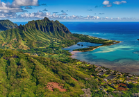 Wybrzeże, Windward Oahu, Góry, Góra, Koolau Mountains, Morze, Zatoki, Lasy, Wyspa Oahu, Hawaje, Stany Zjednoczone