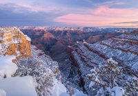 Stany Zjednoczone, Arizona, Grand Canyon, Kanion, Park Narodowy Wielkiego Kanionu, Skały, Zima, Drzewo