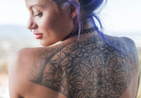 Kobieta, Tatuaż, Plecy