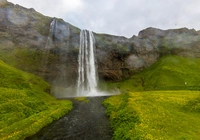 Islandia, Wodospad Seljalandsfoss, Skały, Rzeka Seljalandsa