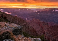 Zachód słońca, Kaniony, Park Narodowy Wielkiego Kanionu, Arizona, Stany Zjednoczone