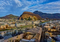 Austria, Góry, Salzburg, Rzeka Salzach, Domy