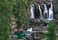 Skała, Wodospad, Park Narodowy Gran Paradiso, Dolina Aosty, Włochy