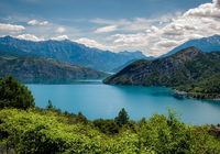 Jezioro Serre Poncon, Francja, Zbiornik, Góry, Alpy, Roślinność