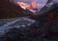 Argentyna, Patagonia, Góry, Cerro Torre, Rzeka, Roślinność