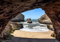 Morze, Skały, Plaża, Shark Fin Cove, Kalifornia, Stany Zjednoczone