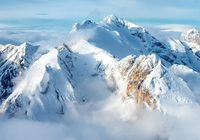 Góry, Dolomity, Szczyt, Marmolada, Zima, Śnieg, Mgła, Włochy