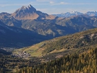 Przełęcz, Varparola Pass, Góry, Dolomity, Osada, Domy, Drzewa, Włochy