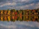 Jesień, Jezioro, Kolorowe, Drzewa, Las, Odbicie