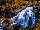 Kanada, Ontario, Inglis Falls, Wodospad, Skały, Jesień, Drzewa, Pożółkłe, Liście