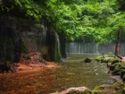 Japonia, Karuizawa, Shiraito Falls, Wodospady, Rzeka, Skała