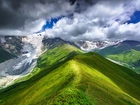 Góry, Śnieg, Niebo, Chmury, Chkhutnieri Pass, Upper Svaneti, Gruzja