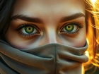 Portret, Dziewczyna, Twarz, Zakryta, Maska, Oczy