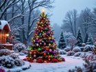 Boże Narodzenie, Dom, Choinki, Prezenty, Zima, AI