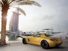 Zjednoczone Emiraty Arabskie, Dubaj, Hotel, Burj Al Arab, Żółty, Mercedes SLS, Palma