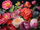 Kwiaty, Bukiet, Kolorowe, Piwonie, Grafika