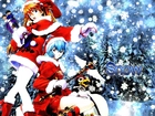 Neon Genesis Evangelion, snow, kobiety, choinka