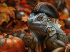 Legwan, Kapelusz, Halloween, Dynie, Grafika, AI