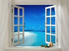 Plaża, Morze, Okno
