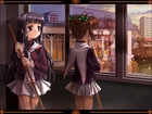 Cardcaptor Sakura, dziewczyny, miotły,  szyba, okno