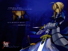 Fate Stay Night, kobieta, miecz, napis, logo