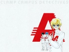 Claamp Campus Detectives, litera, ludzie, kobieta, okulary