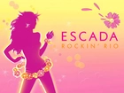 Escada, dziewczyna, rysunek, kwiaty, rockin