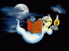 Halloween,księżyc, duch , książka