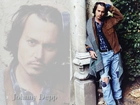 Johnny Depp,długie włosy, szal