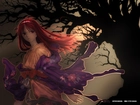 Shingetsutan Tsukihime, czerwone włosy, drzewo