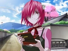 Elfen Lied, pudełko, apaszka, dom, droga, dziewczyna