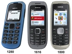Nokia 1616, Nokia 1800, Nokia 1280, Niebieska, Szara, Srebrna