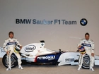 Formuła 1, BMW Sauber,bolid,opony, kask , koła, spojler
