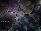 Fate Stay Night, zbite szkło, ludzie, postacie, napisy