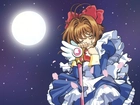 Cardcaptor Sakura, sen, dziewczya, kij, księżyc