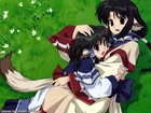 Utawarerumono, łąka, dziewczynki