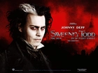 Sweeney Todd, Johnny Depp, spojrzenie, napisy, fryzura