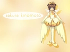 Cardcaptor Sakura, sukienka, kobieta, skrzydła, napis