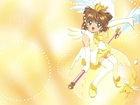 Cardcaptor Sakura, dziewczyna, kij, korona, skrzydła