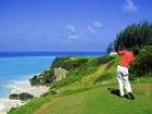 Sportowe Golf,morze , golfista