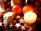 Boże, Narodzenie, Pierniczki, Świeczka, Pomarańcze