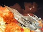 F-16, Falcon, Wybuch, Rakiety