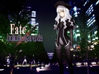 Fate Stay Night, napisy, logo, dziewczyna, park, drzewa