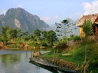 Rzeka, Laos, Czółna, Chatka