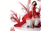 Evangeline Lilly, Czerwona, Suknia