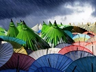 Kolorowe, Parasolki, Deszcz