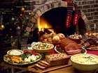 Choinka, Świąteczne, Jedzenie, Skarpety, Kominek