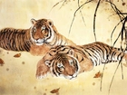 Dwa, Odpoczywające, Tygrysy